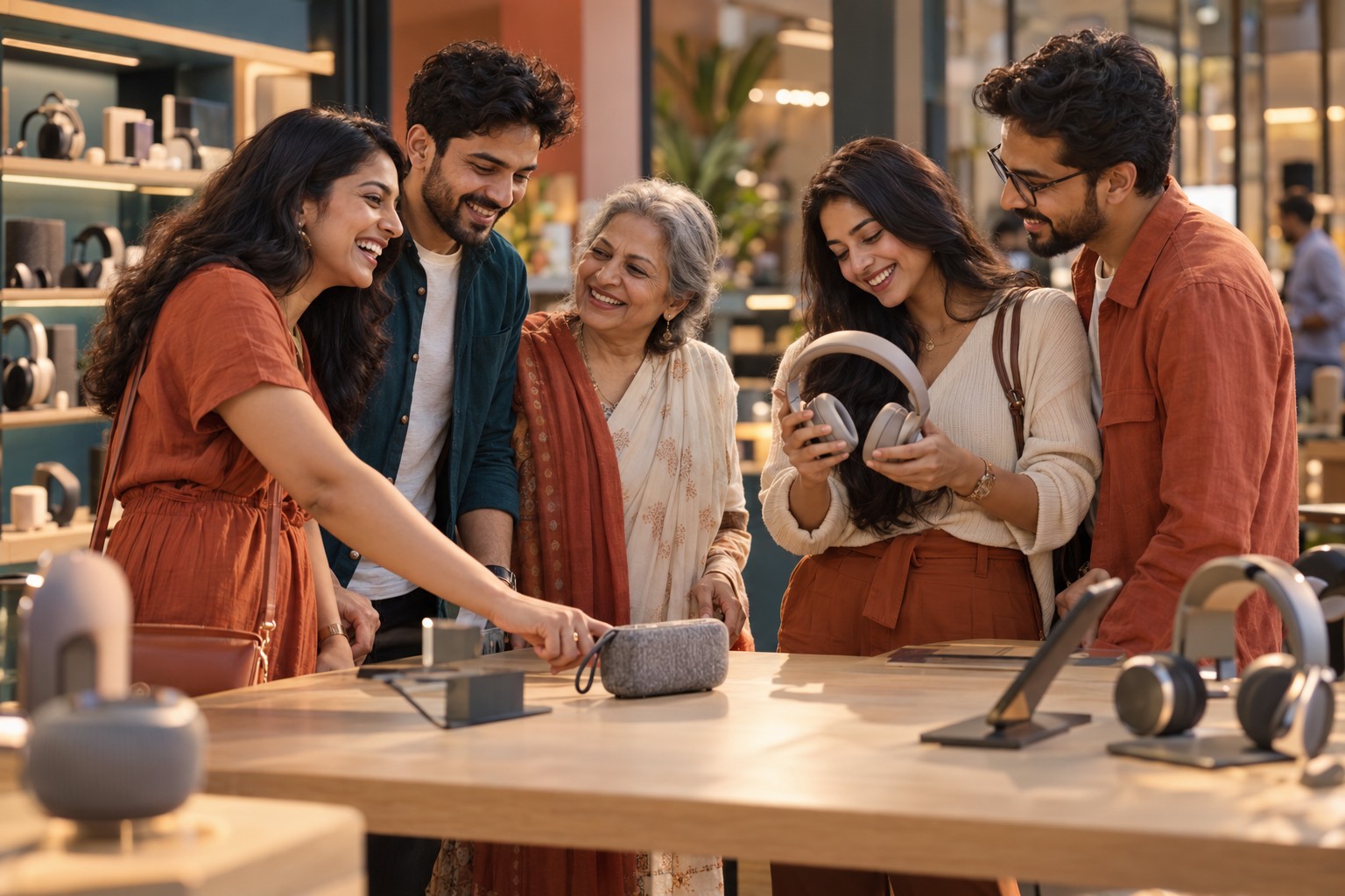 Friends and family enjoying a moment of discovery together